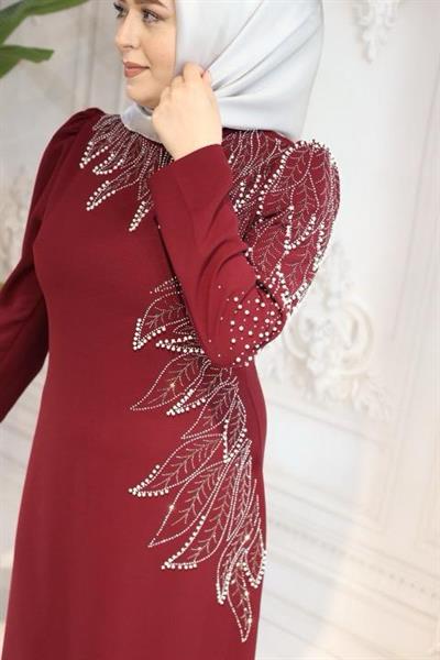 0049 فستان صخري بتفاصيل أوراق الشجر 0049