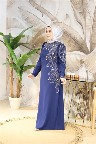 0049 فستان صخري بتفاصيل أوراق الشجر 0049