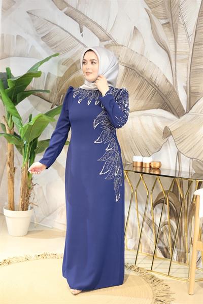 0049 فستان صخري بتفاصيل أوراق الشجر 0049