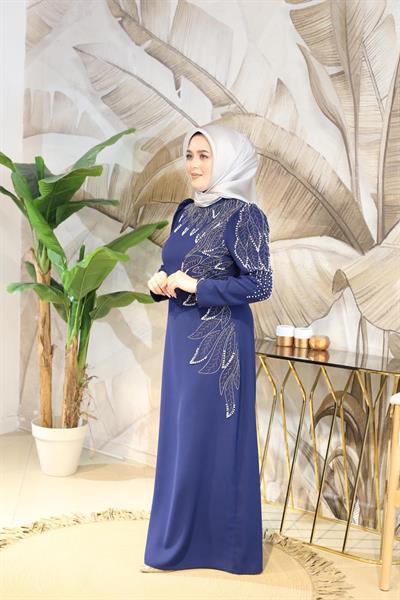 0049 فستان صخري بتفاصيل أوراق الشجر 0049