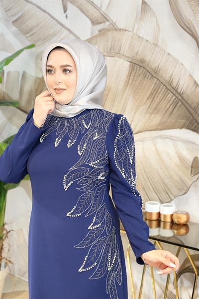 0049 فستان صخري بتفاصيل أوراق الشجر 0049