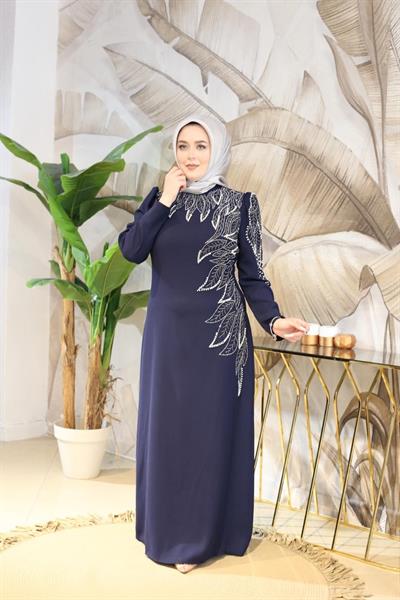 0049 فستان صخري بتفاصيل أوراق الشجر 0049