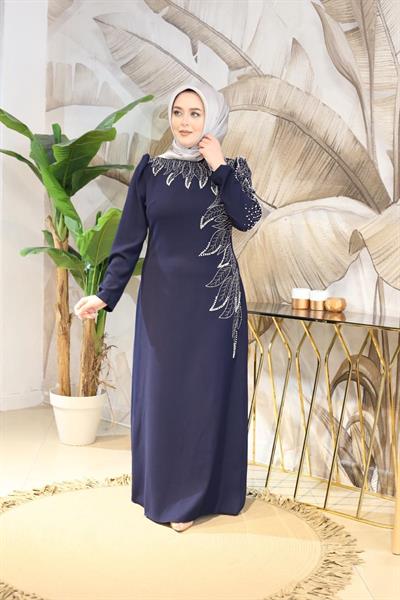 0049 فستان صخري بتفاصيل أوراق الشجر 0049