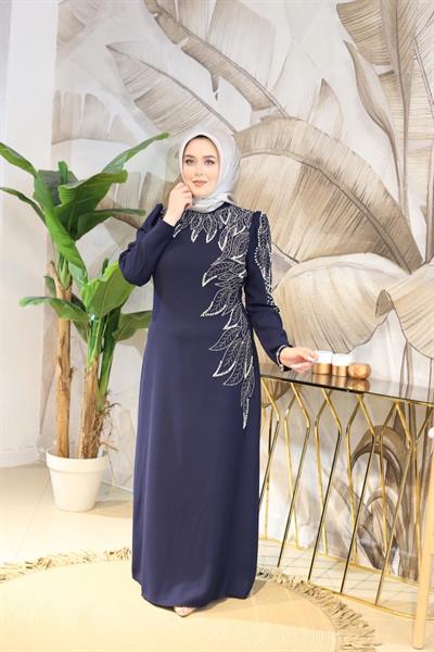 0049 فستان صخري بتفاصيل أوراق الشجر 0049