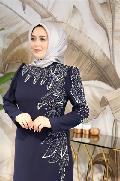 0049 فستان صخري بتفاصيل أوراق الشجر 0049