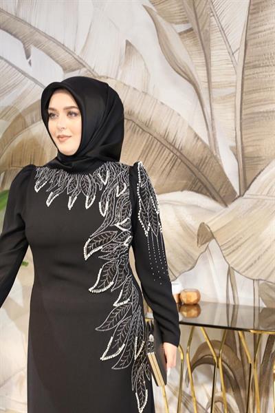 0049 فستان صخري بتفاصيل أوراق الشجر 0049