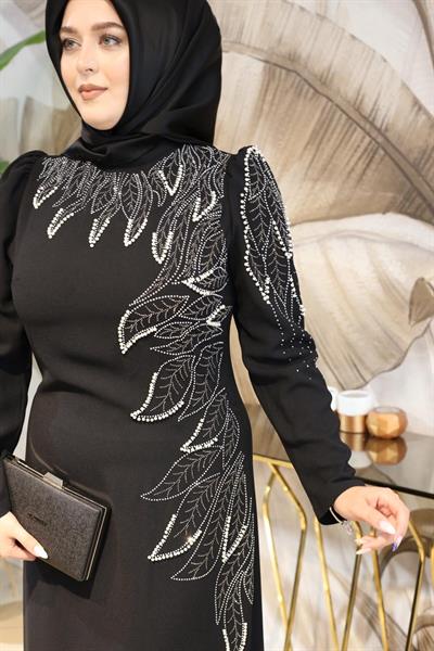 0049 فستان صخري بتفاصيل أوراق الشجر 0049