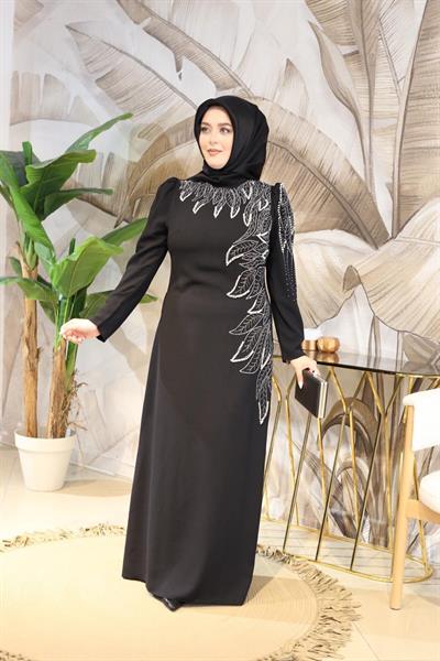 0049 فستان صخري بتفاصيل أوراق الشجر 0049