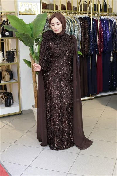 PELERİN DETAYLI ELBİSE 0052 KOD