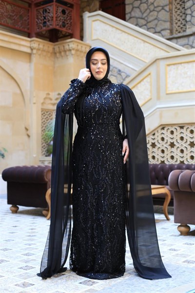 0052 KOD PELERİN DETAYLI ELBİSE