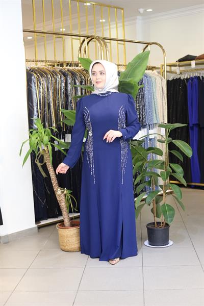 0087 CODE COLLAR STONE DETAILED DRESS