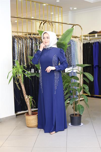 0087 CODE COLLAR STONE DETAILED DRESS