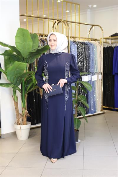 0087 CODE COLLAR STONE DETAILED DRESS