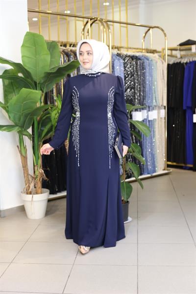 0087 CODE COLLAR STONE DETAILED DRESS