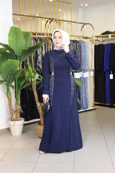 0087 CODE COLLAR STONE DETAILED DRESS