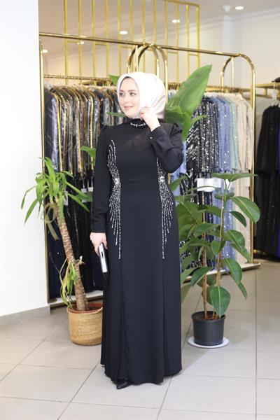 0087 CODE COLLAR STONE DETAILED DRESS