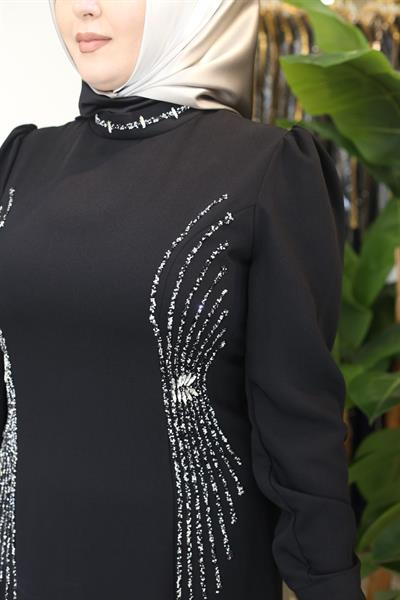 0087 CODE COLLAR STONE DETAILED DRESS