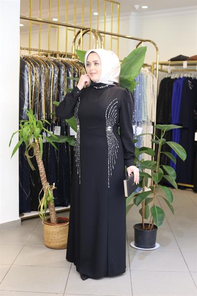 0087 CODE COLLAR STONE DETAILED DRESS