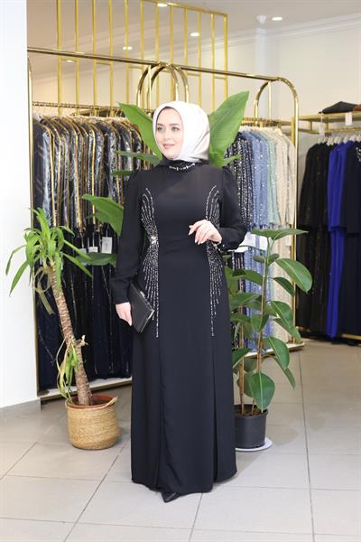 0087 CODE COLLAR STONE DETAILED DRESS