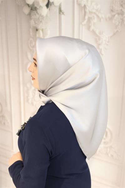 05 KOD DÜZ RENK GRİ AHLEM SAF İPEK EŞARP GRİ