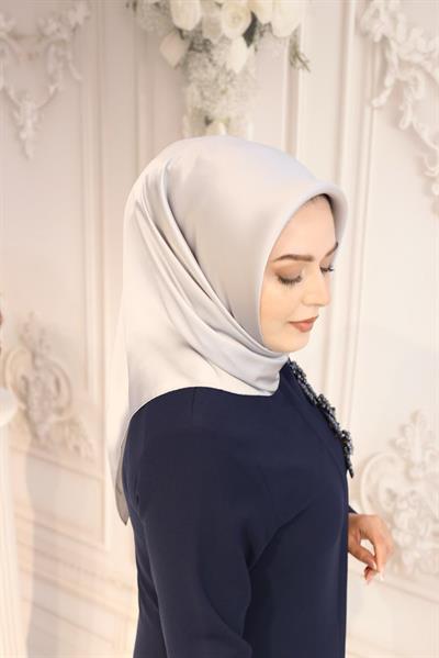 05 KOD DÜZ RENK GRİ AHLEM SAF İPEK EŞARP GRİ