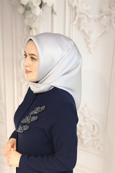 05 KOD DÜZ RENK GRİ AHLEM SAF İPEK EŞARP GRİ