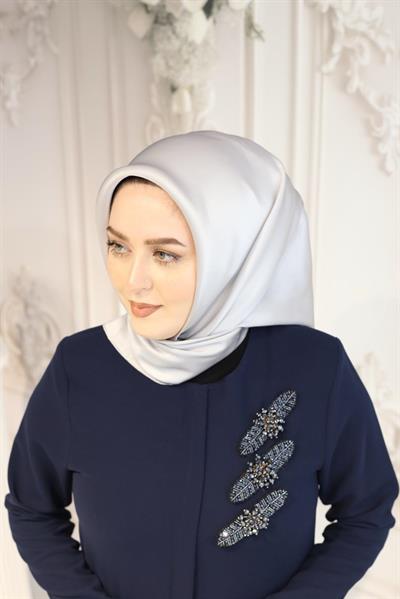 05 KOD DÜZ RENK GRİ AHLEM SAF İPEK EŞARP GRİ