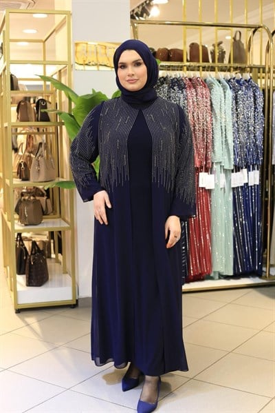 1037 KOD ŞİFON PELERİNLİ ELBİSE