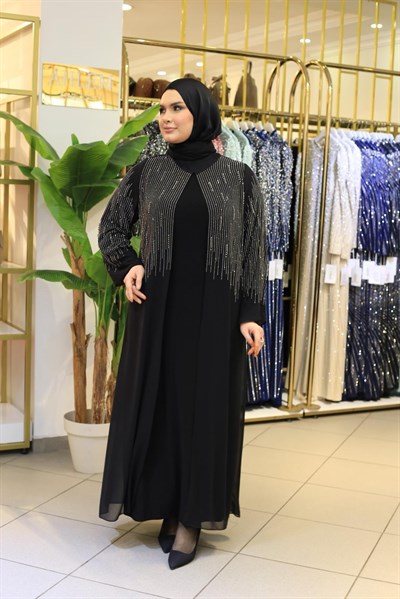 1037 KOD ŞİFON PELERİNLİ ELBİSE