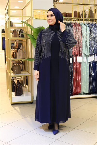 1037 KOD ŞİFON PELERİNLİ ELBİSE