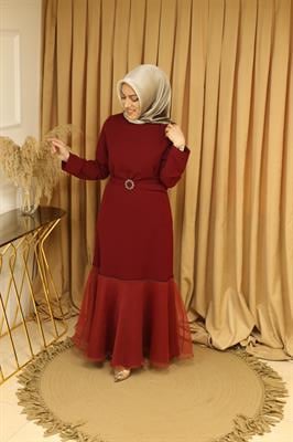 1100 KOD ELBİSE BORDO