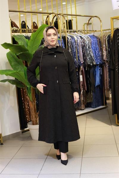 1101 KOD KENDİNDEN DESENLİ MEVSİMLİK KAPİTONE SİYAH