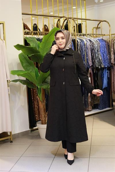 1101 KOD KENDİNDEN DESENLİ MEVSİMLİK KAPİTONE SİYAH