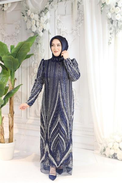 1106 CODE SHINY STONE PRINTED EVENING DRESS