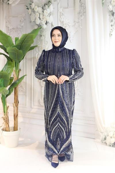 1106 CODE SHINY STONE PRINTED EVENING DRESS