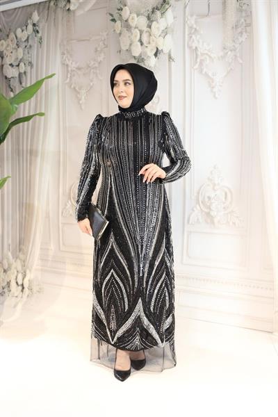 1106 CODE GLÄNZENDES ABENDKLEID MIT STEINDRUCK