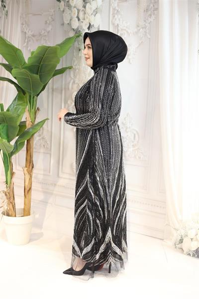 1106 CODE GLÄNZENDES ABENDKLEID MIT STEINDRUCK