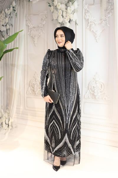 1106 CODE GLÄNZENDES ABENDKLEID MIT STEINDRUCK