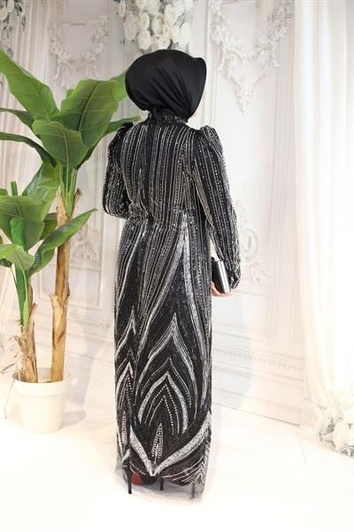 1106 CODE GLÄNZENDES ABENDKLEID MIT STEINDRUCK