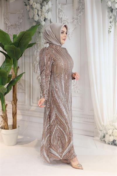 1106 CODE SHINY STONE PRINTED EVENING DRESS