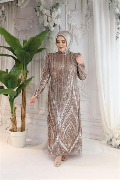 1106 CODE SHINY STONE PRINTED EVENING DRESS