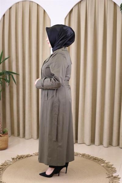 1108 KOD KRUVAZE YAKA MEVSİMLİK TRENÇKOT HAKİ