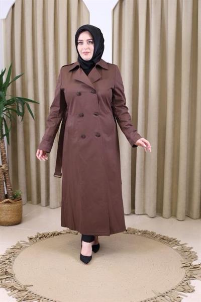 1108 KOD KRUVAZE YAKA MEVSİMLİK TRENÇKOT KAHVE