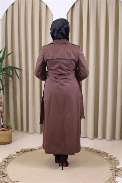 1108 KOD KRUVAZE YAKA MEVSİMLİK TRENÇKOT KAHVE