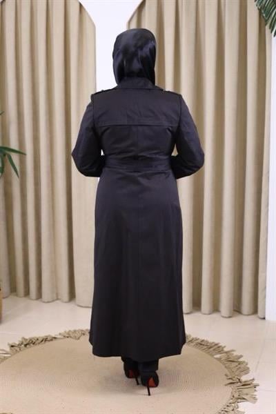 1108 KOD KRUVAZE YAKA MEVSİMLİK TRENÇKOT SİYAH