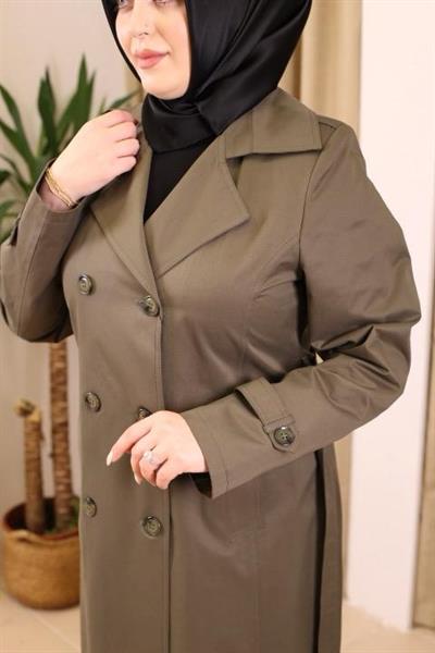 1108 KOD KRUVAZE YAKA MEVSİMLİK TRENÇKOT HAKİ