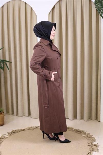 1108 KOD KRUVAZE YAKA MEVSİMLİK TRENÇKOT KAHVE