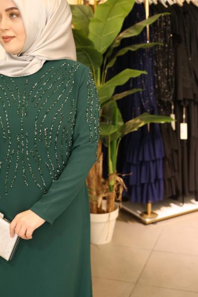 1311 CODE STONE STRIPED CREPE DRESS