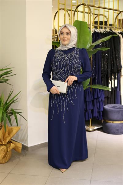 1321 CODE CREPE TAŞLI ELBİSE