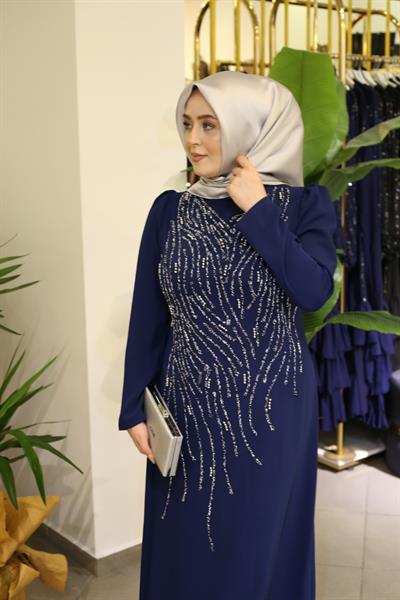 1321 CODE CREPE TAŞLI ELBİSE